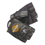 Luva Vest Harley Davidson Couro Legítimo Meio Dedo Proteção