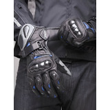 Luva X11 Racer Cano Longo Couro Bov Pto azul