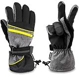 Luvas De Esqui Sun Cube Para Homens E Mulheres Luvas De Inverno Thinsulate 3M à Prova D água À Prova De Vento Ao Ar Livre Snowboard Moto De Neve Pá Luvas De Neve Grey Yellow Trim Large