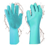 Luvas De Silicone Limpeza Esponja Macia Luva De Lavar Louça