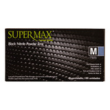 Luvas Descartáveis Antiderrapantes Cor Preto Tamanho M De Nitrilo X 100 Unidades Supermax