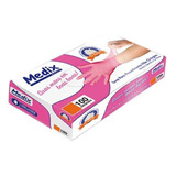 Luvas Descartáveis Antiderrapantes Medix Procedimento Cor Rosa Tamanho P De Nitrilo 100 Unidades