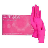 Luvas Descartáveis Antiderrapantes Supermax Cor Rosa Tamanho