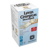 Luvas Descartáveis Estéreis Antiderrapantes Descarpack Cirúrgica Cor Branco Tamanho 8 0 De Látex Com Pó X 100 Unidades