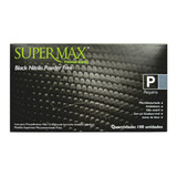 Luvas Descartáveis Supermax Nitrilica Antiderrapantes 100 Un Cor Preto Tamanho P