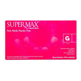 Luvas Descartáveis Supermax Nitrilica Antiderrapantes 100 Un Cor Rosa Tamanho G