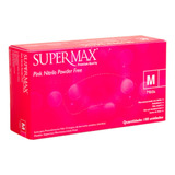 Luvas Descartáveis Supermax Nitrilica Antiderrapantes 100 Un Cor Rosa Tamanho M