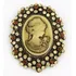 Luxo Broche Dourado Madreperola Strass Camafeu 4x5,5 Cm