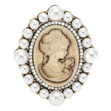 Luxo Broche Dourado Perola