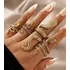 Luxo Conjunto 4 Aneis Formato Cobra Dourado Fashion