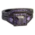 Luxo Conjunto Com 2 Aneis Preto Lilas Fashion Aro 18
