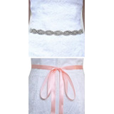 Luxo Maxxi Cinto Cetim Rose Strass Perola Prateado Festa 55