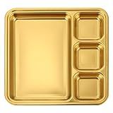 Luxshiny 1 Unidade Grade De Aço Inoxidável Bandeja De Almoço Pratos De Jantar Placas De Acampamento Divididas Prato De Servir Compacto Chapa De Aço Dividido Multiuso Bebê Prato De Bolinho