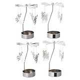 Luxshiny 4 Pcs Castiçal Giratório Castiçal Porta Velas Velas De Chá Castiçais A Vela De Natal Castiçal De Anjo Candelabro Transporte Decorar Carrossel Chá Girar Metal