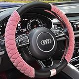 Luxuosa Capa De Volante De Pelúcia Macia Rosa Com Tamanho Universal 38 Cm Rosa 