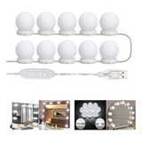 Luz De Espelhos Penteadeira Camarim Maquiagem 10 Leds Cor Branco