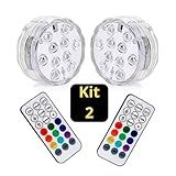 Luz Led RGB Piscina Ventosa Colorida Controle Remoto Pilha Luz Subaquática Fácil De Instalar Para Piscinas Aquários Tanques De Peixes Vaso De Vidro Decoração De Festas À Prova D água Kit 2 Unidades