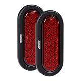 Luz Traseira LED Vermelha Aprovada Pelo DOT De 15 Cm Luzes Ovais De Freio De Parada De Caminhão Lanterna Traseira De Caminhão Semi Caminhão Impermeável IP67 24 LEDs Brilhantes Com Lentes Coloridas Ilhós E Plugues Incluídos Pacote Com 2