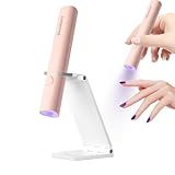 Luz UV Para Unhas De Gel Lâmpada De Unhas Denabuty Mini U V LED Portátil Com Suporte Secador De Unhas Portátil Recarregável USB Sem Fio Luz De Unha Com 2 Temporizadores Para Secagem Rápida Rosa