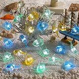 Luzes De Corda De Fadas Com Tema De Oceano Lindas Luzes Decorativas Beluga Tubarão Peixe Sol Raio Manta 3 Metros 30 LEDs Operado Por Bateria Com Controle Remoto Para Férias Quarto Banheiro 