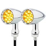 Luzes Indicadoras De Seta De Led Para Motocicleta, Luzes Indicadoras Dianteiras Traseiras Universais Compatíveis Com Harley Davidson Cruiser Iron Softail Street Bike Honda Shadow Yamaha Chopper Bobber Cafe Racer (b-chrome-âmbar)