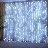 Luzes LED De Cortina Com 8 Modos De Luz 300 LED Twinkle String Light Para Janelas Jardim Varanda Perfeita Para Decoração Do Dia Dos Namorados Carnaval Festa Decoração Interior E Exterior Branco