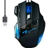Luzes Led Ópticas Mouse Gamer 7d Usb 6 Botões Cor Ergonômica Preto