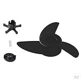 Luzhengyang Pacote Com 2 Hélices De Motor De Popa Para Caiaque Preto 3 Lâminas Cortador De Ervas Daninhas Para Motores Elétricos De Pesca Inclui Kit De Instalação Para Bote De Canoa E Caiaque
