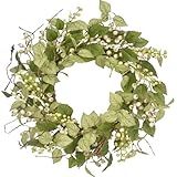 LVLFOR Guirlanda Artificial De Eucalipto De 55 Cm Para Porta Da Frente Guirlanda De Primavera Com Folhas Verdes De Eucalipto Guirlandas De Frutas De Seda Falsas Para Primavera E Verão Com Guirlanda