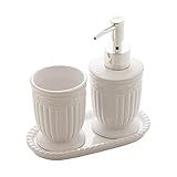 LYOR - Conjunto 3 Peças Para Banheiro De Cerâmica Greece Branco E Prata