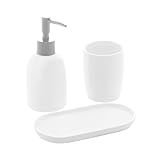 LYOR - Conjunto 3 Peças Para Banheiro De Cerâmica Londres Branco E Prata