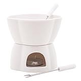 LYOR Aparelho De Fondue 4 Peças De Porcelana Alpes Branco 400ml Ideal Para Chocolate E Queijo