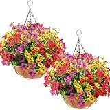 Lyrow 2 Peças De Flores Artificiais Penduradas No Cesto Cestas De Forro De Coco De 30 5 Cm Com Flores Falsas Penduradas Plantas Para Pátio Jardim Varanda Pátio Decoração Interna