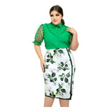 Lysandre Modas Conjunto Camisa E Saia Estamparia Digital