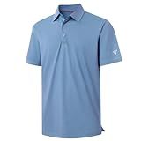 M MAELREG Camisas De Golfe Masculinas Dry Fit Sports Jacquard Leve Performance Textura Manga Curta Gola Camisas Polo  Aqua  3G