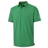 M MAELREG Camisas De Golfe Masculinas Dry Fit Sports Jacquard Leve Performance Textura Manga Curta Gola Camisas Polo  Verde  3G