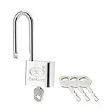M METERXITY Cadeado De Aço Inoxidável Cadeados Longos De Jardim Chaveados Diferentes E Acabamento Cromado Aplique Em Mochilas Caixas De Armazenamento Corpo De 30 Mm De Largura Prata 