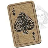 M-Tac Ás De Espadas Bordado Cartão Da Morte - Patch De Moral Tático Para Equipamento Militar - Adesivos De Gancho E Laço De Combate Do Exército -Coiote-