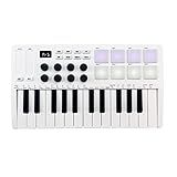 M VAVE Teclado De Controle MIDI De 25 Teclas Mini Teclado USB Portátil Controlador MIDI Com 25 Teclas Sensíveis à Velocidade 8 Pads Retroiluminados RGB 8 Botões Giratórios