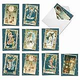 M1756XBsl Blue Angels 10 Cartões Variados De Natal Em Branco Apresentam Cartões Postais Antigos De Seres Celestiais Com Envelopes Brancos The Best Card Company