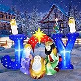 MA3TY Presépio Inflável De Natal Com Anjos Decoração Ao Ar Livre Cenas Religiosas Infláveis Do Nascimento De Jesus Com 8 Luzes LED Para Decoração Interna De Quintal