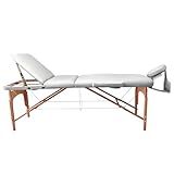 Maca Dobrável Madeira 250kg Estética Massagem Portátil Cor Branco Gold Modelo 3 Seções 1 80x60cm