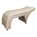 Maca Kdc Bege 80x180x70 Cm Pés Cromados Estofada Capitonê