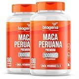 Maca Peruana Premium 1000mg Vegana Biogens Kit 2x 180 Comprimidos