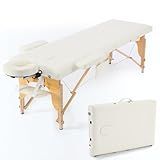 Maca Portátil Premium Divã Cama De Fisioterapia Estética Massoterapia Massagem Quiropraxia Depilação Tatuagem Altura Ajustável Bolsa De Transporte Branca Creme BKZA MSG 101