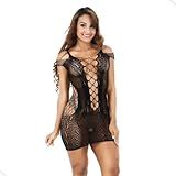 Macacão Arrastão Vestido Feminino Lingerie Sensual Meia De Corpo Sexy Preto