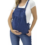 Macacão Barriga Jardineira Jeans Longo Gestante Cia