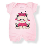 Macacão Bebê Menina Macaquinho Curto Rosa Claro Roupa Bebê