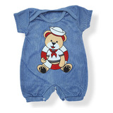Macacão Bebê Menino Macaquinho Curto Azul 2