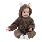 Macacão Bebê Pelúcia Orelha Infantil Urso